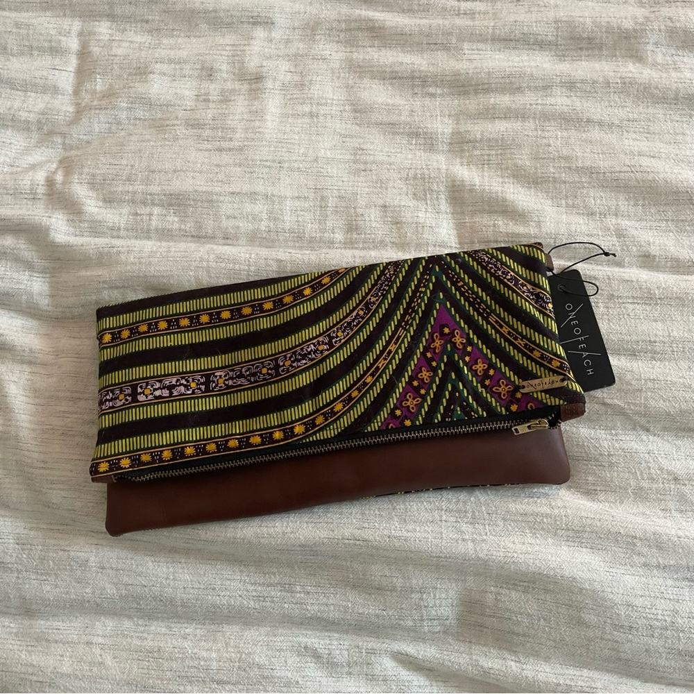 NWT Brown Printed Clutch